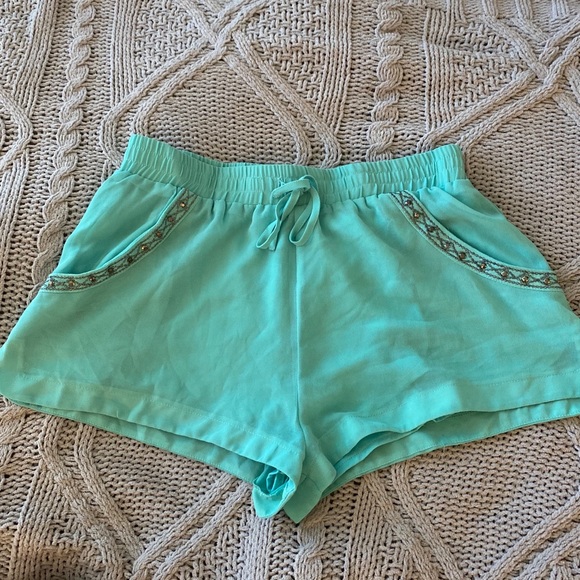 Teal Pull On Shorts - Picture 1 of 3